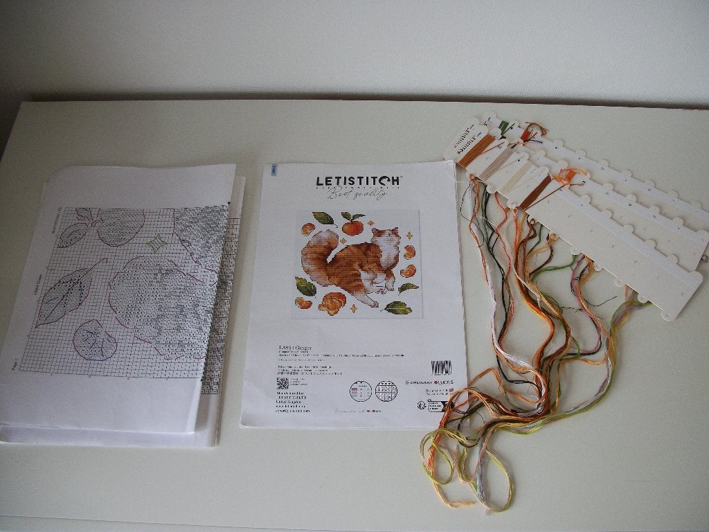 Borduurpatroon Rode Kat restgaren - Oranje Wit Groen - zgan, Ophalen of Verzenden, Nieuw, Handborduren, Patroon