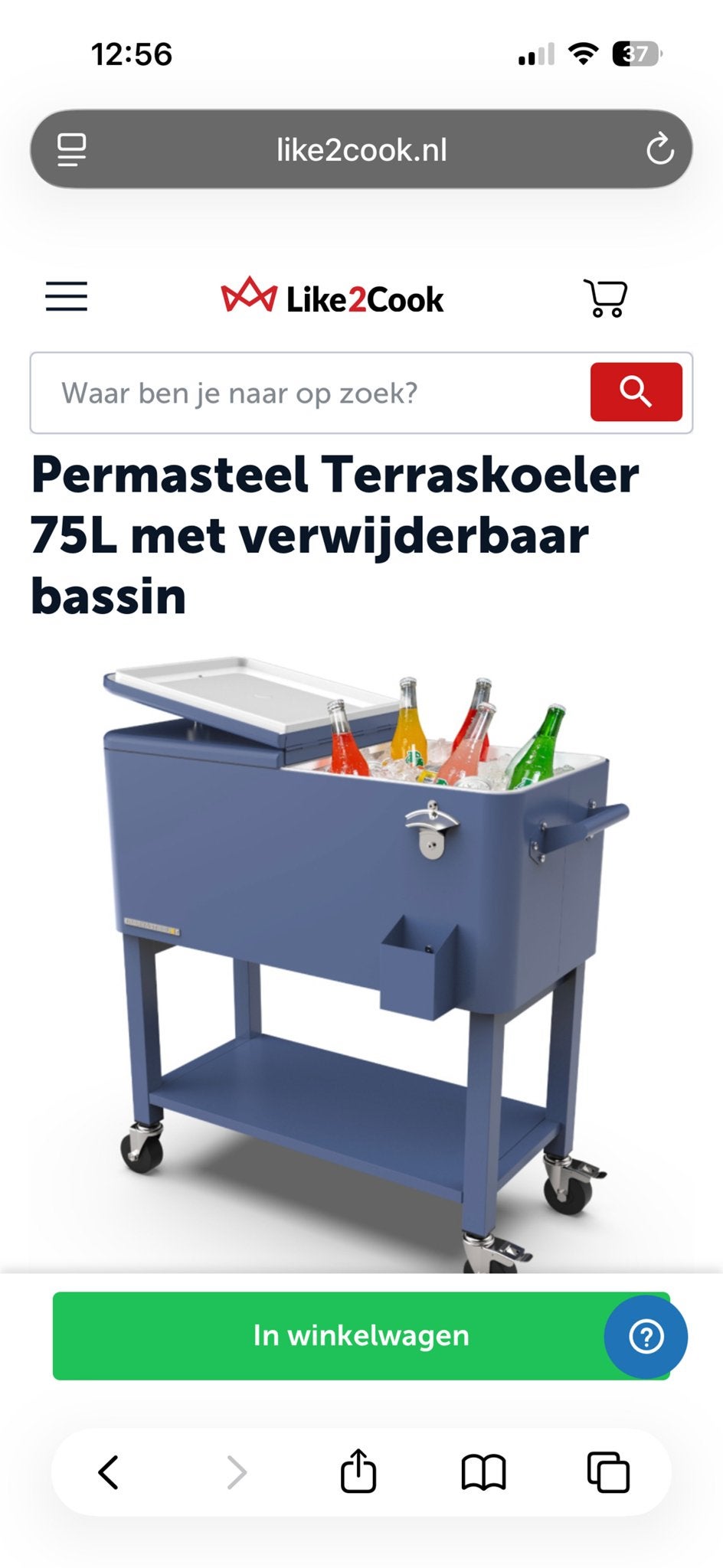 Terras Coolbox op poten - Teal (75 liter) - Nieuw in doos, Ophalen, Nieuw, Koelbox, Koelelement