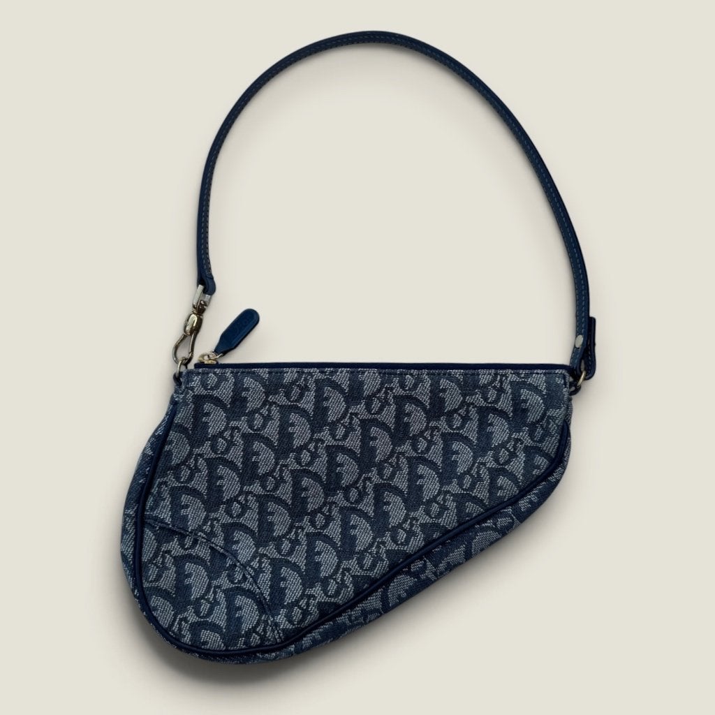Christian Dior Diorissimo Saddle Pochette navy, Gebruikt, Blauw, Schoudertasje, Ophalen of Verzenden