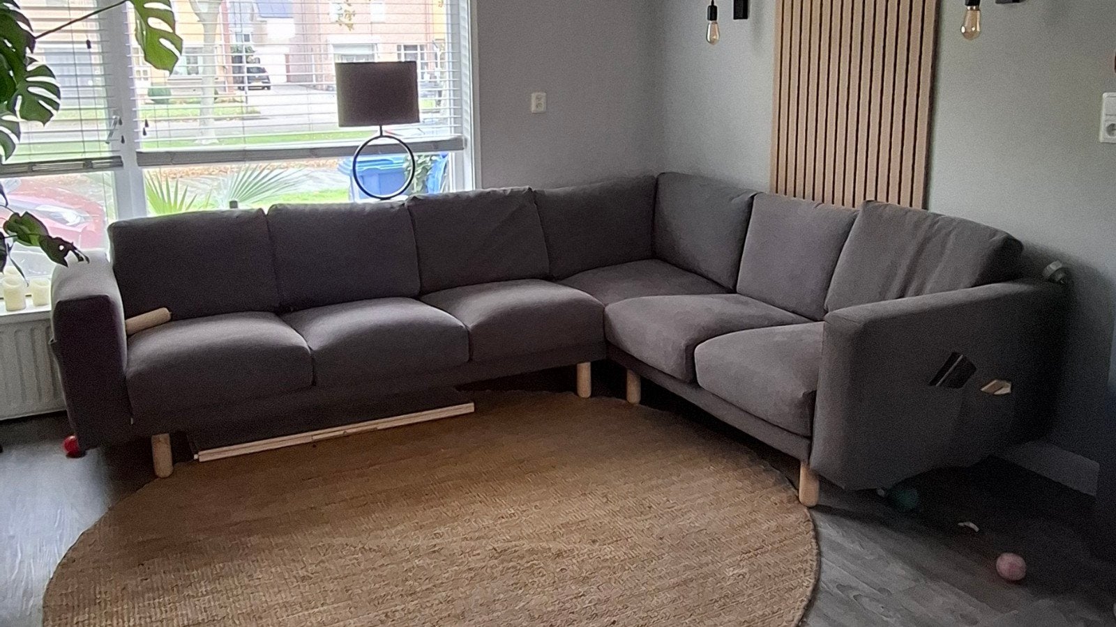 Grijze hoekbank 2.80x2.20 - Comfortabel en ruim, Ophalen, 250 tot 300 cm, Gebruikt, Hoekbank