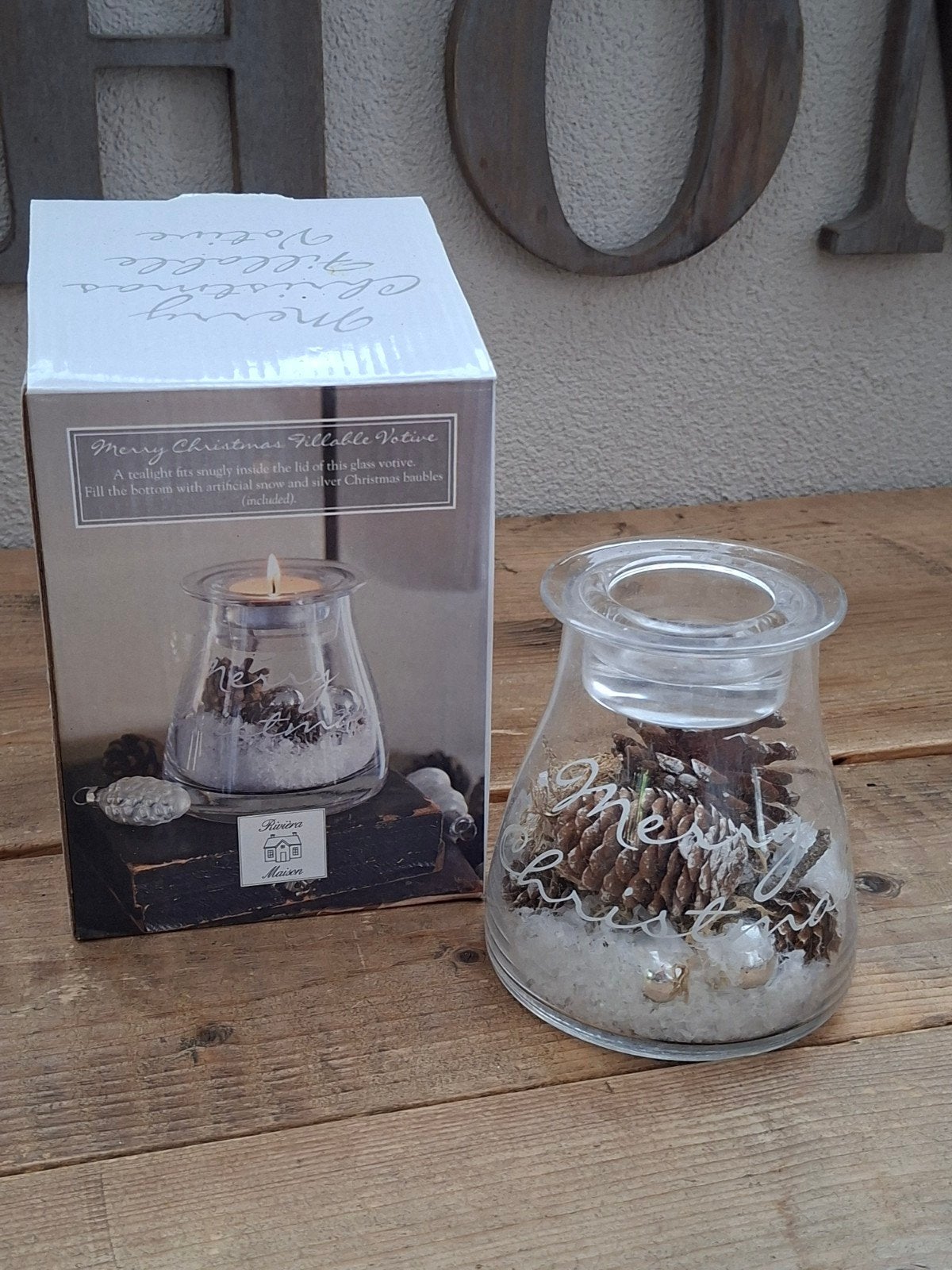 riviera maison kerst waxinelichtje houder incl decoratie, Ophalen, Zo goed als nieuw