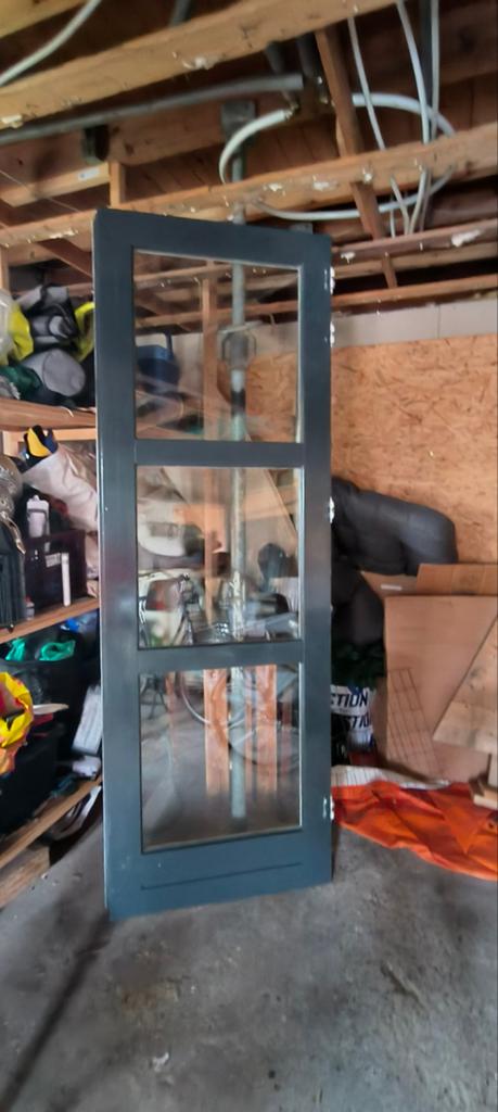 Twee Meranti openslaande buiten deuren, Doe-het-zelf en Verbouw, Deuren en Horren, Ophalen, Gebruikt, Buitendeur, 200 tot 215 cm