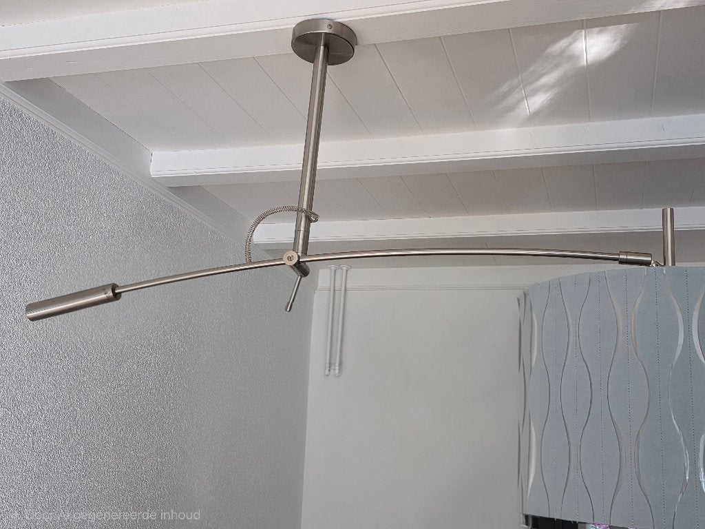 Hanglampen rvs 2x met lampenkap, Huis en Inrichting, Lampen | Hanglampen, Ophalen, E27 (groot), Zo goed als nieuw, Metaal