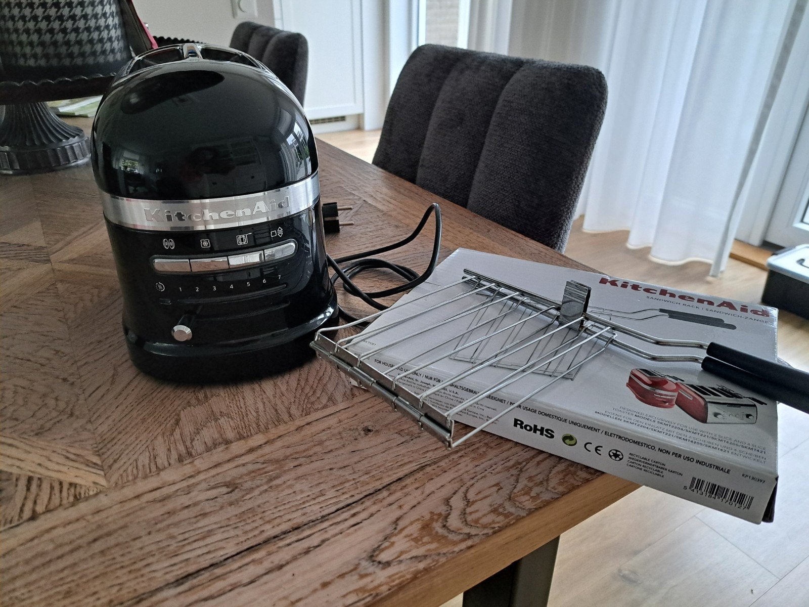 KitchenAid Artisan broodrooster met sandwichrek - Zwart, Ophalen of Verzenden, Zo goed als nieuw, Meer dan 8 standen