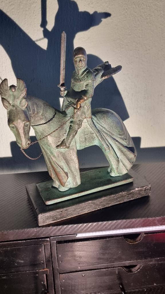 Italiaans ruiterbeeld van middeleeuwse ridder, Ophalen, Overige onderwerpen, Brons, 20 - 50 cm