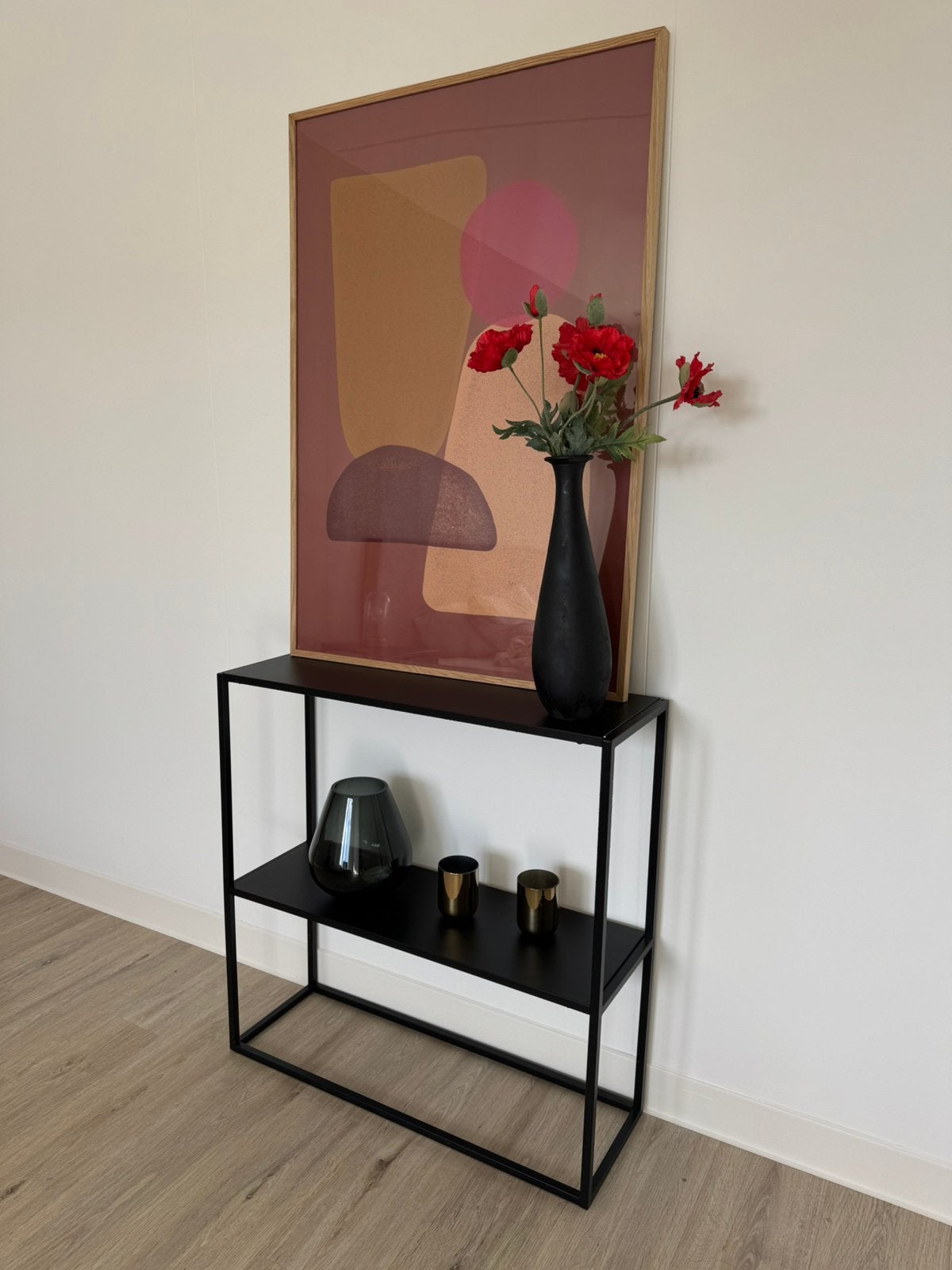 JYSK sidetable zwart, Ophalen, 100 tot 150 cm, Zo goed als nieuw, 25 tot 50 cm