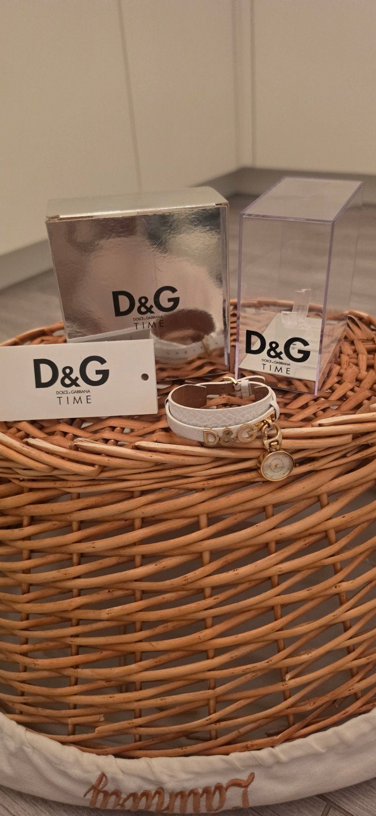 D&G Dolce & Gabbana Time horloge wit leer, Overige materialen, Leer, Polshorloge, Ophalen of Verzenden