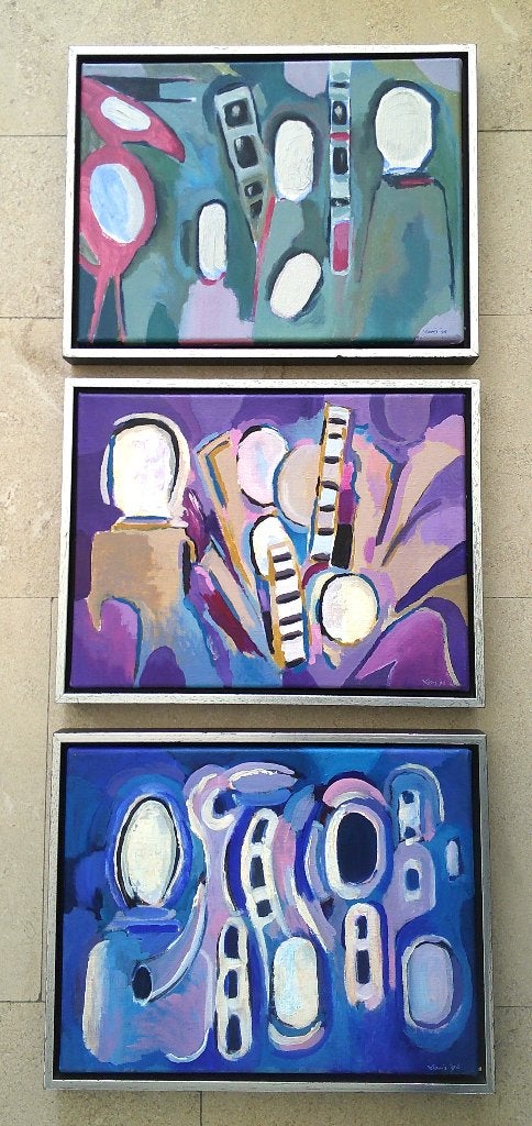3 x abstraherend - Louis Schutte /met dank aan Pieter Ouborg, Antiek en Kunst, Kunst | Schilderijen | Klassiek, Doek, Expressionistisch