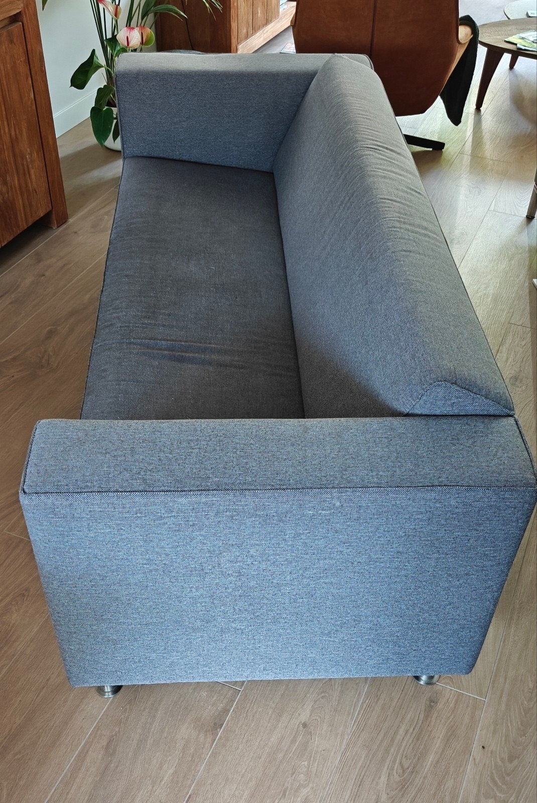 grijze bank montel, Huis en Inrichting, Ophalen, Gebruikt, Driepersoons, 75 tot 100 cm