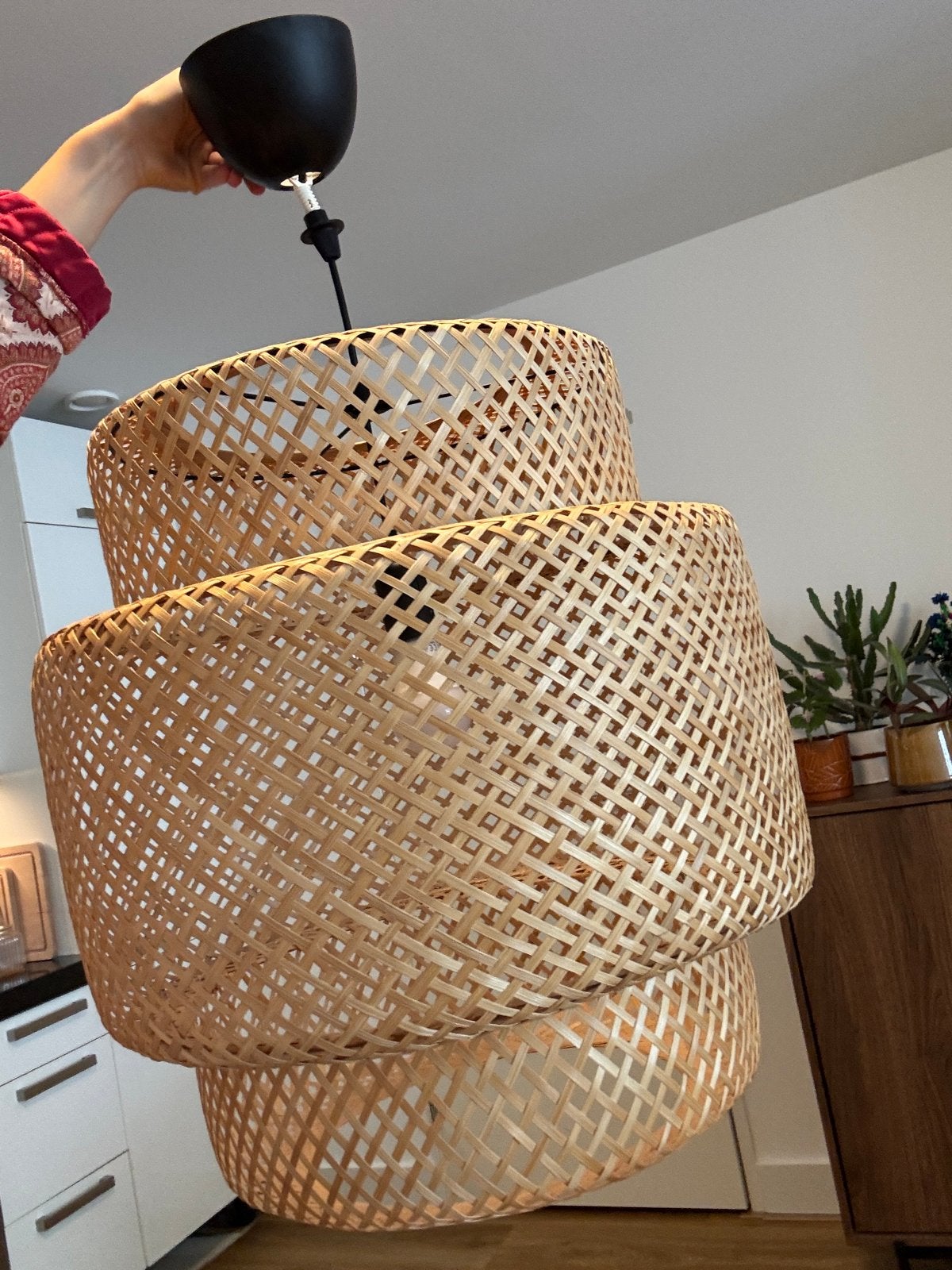 IKEA Sinnerlig bamboe hanglamp 50cm bamboe, Ophalen, Gebruikt, Natuurlijk materiaal, E27 (groot)
