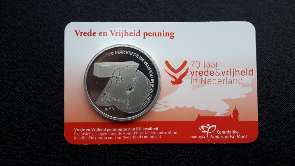 Penning 70 jaar Vrede en Vrijheid 2015 in coincard, Ophalen of Verzenden, Overige materialen, Nederland