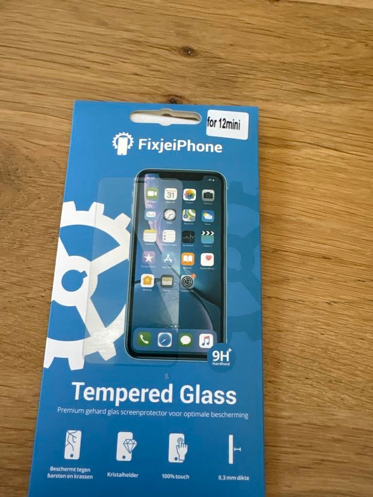 FixjeiPhone Tempered Glass voor iPhone 12 mini, Ophalen of Verzenden, Nieuw, IPhone 12 Mini, Frontje of Cover