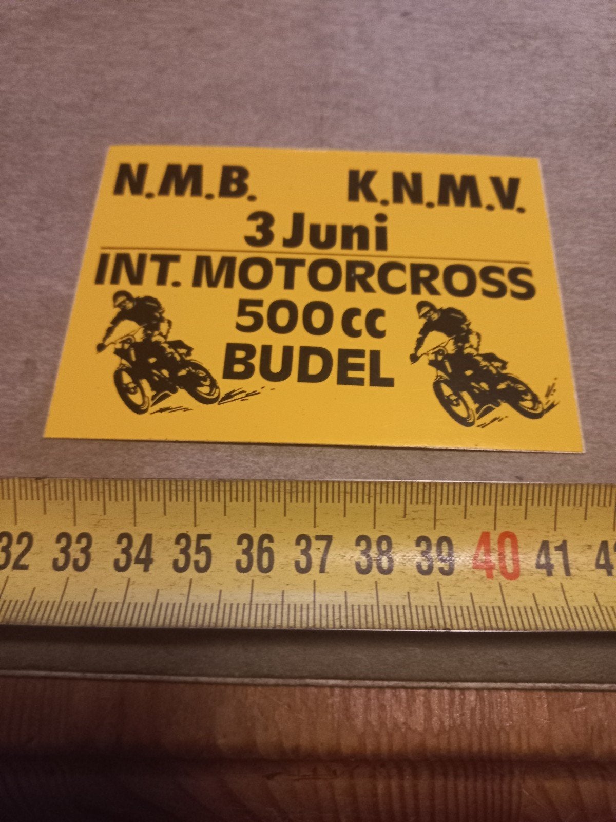 Vintage Motorcross Sticker Budel 500cc N.M.B. K.N.M.V., Verzamelen, Ophalen of Verzenden, Gebruikt