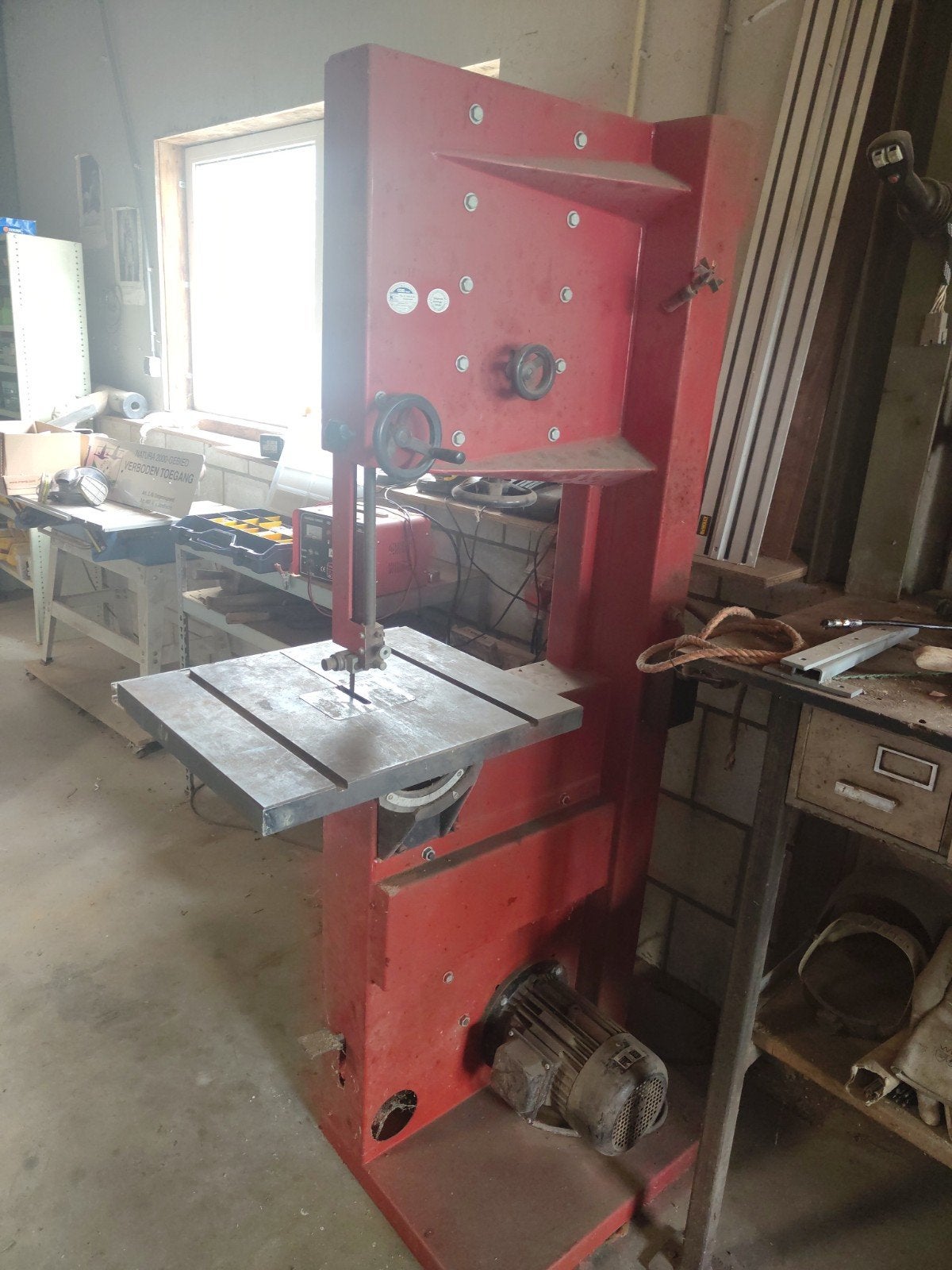 HBM MJ345 Lintzaag - Krachtige Houtbewerkingsmachine, Doe-het-zelf en Verbouw, Gebruikt, 70 mm of meer, Ophalen of Verzenden, 1200 watt of meer