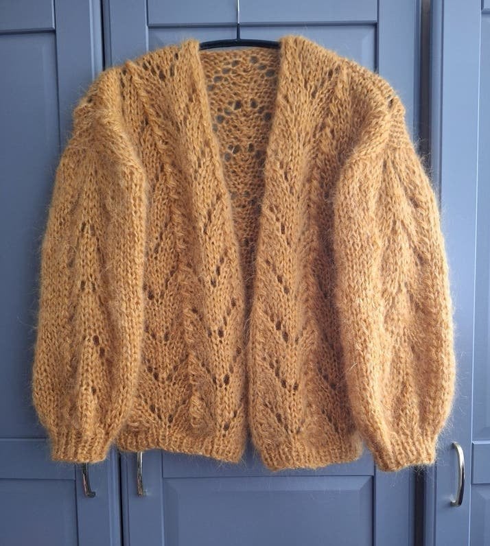 Nieuw handgemaakt mohair ajour vest, maat zie afm., Kleding | Dames, Ophalen of Verzenden, Nieuw, Maat 42/44 (L), Geel