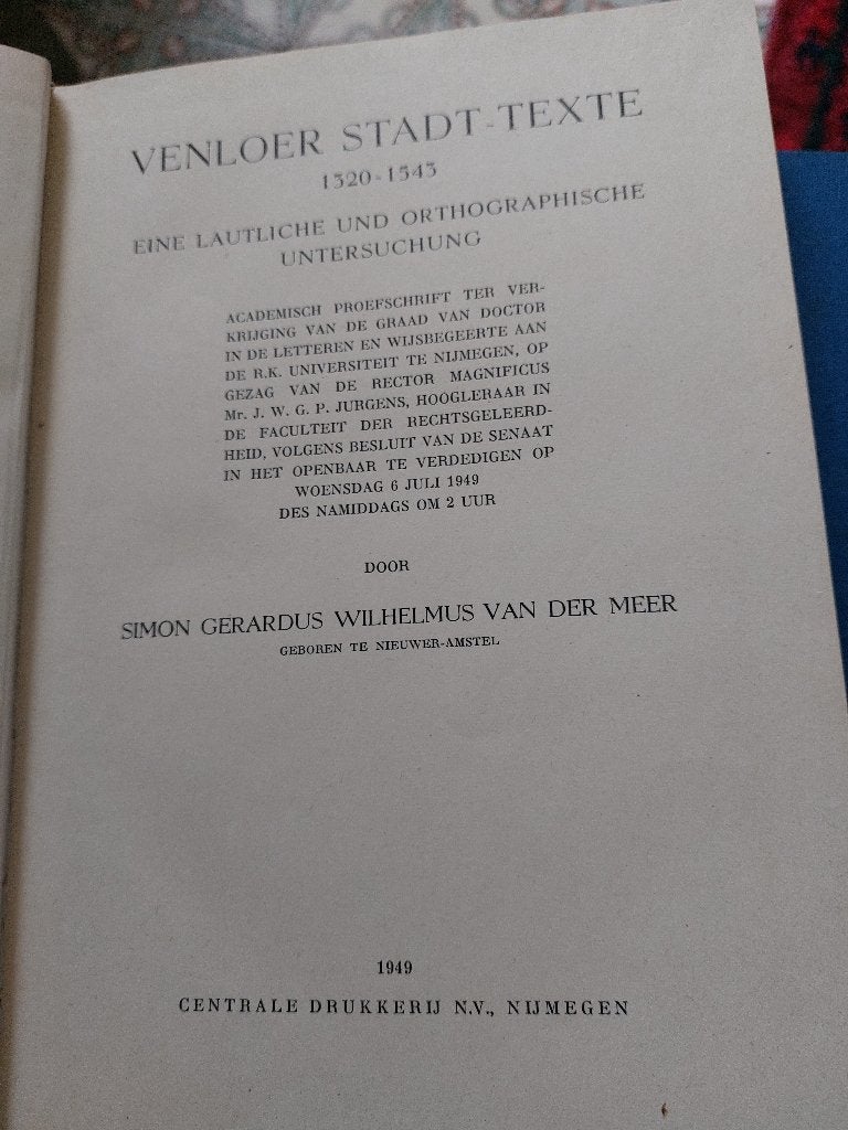 VENLOER STADT-TEXTE 1320-1543 - Simon Gerardus W.v.d.Meer, Ophalen of Verzenden, 14e eeuw of eerder, Zo goed als nieuw