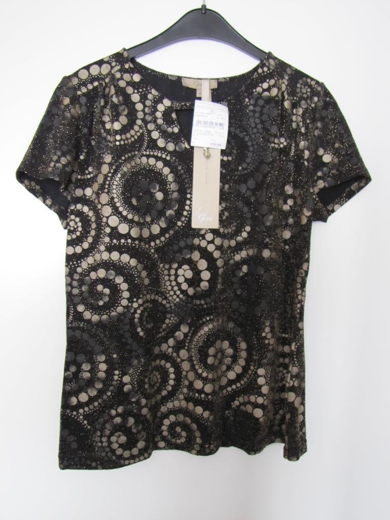 Shirt zwart goud Gina 40, Maat 38/40 (M), Zwart, Nieuw, Ophalen of Verzenden