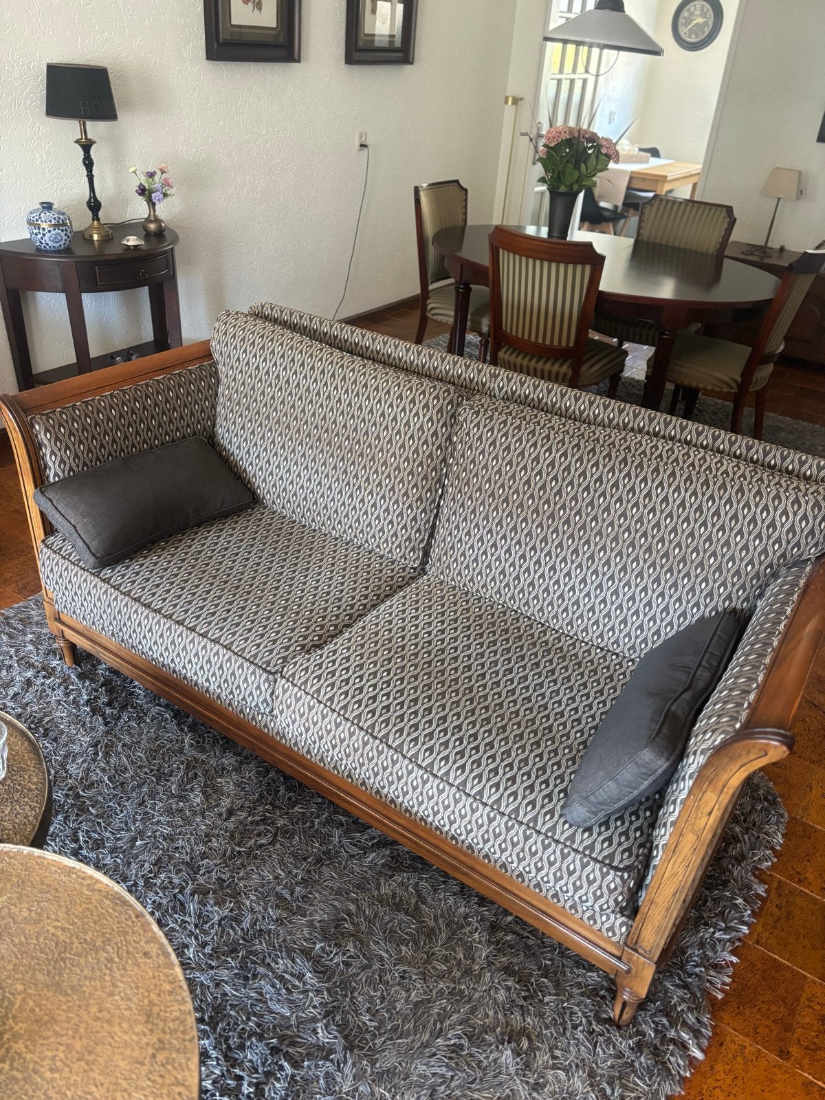 Stijlvolle tweepersoonsbank met houten frame, Ophalen