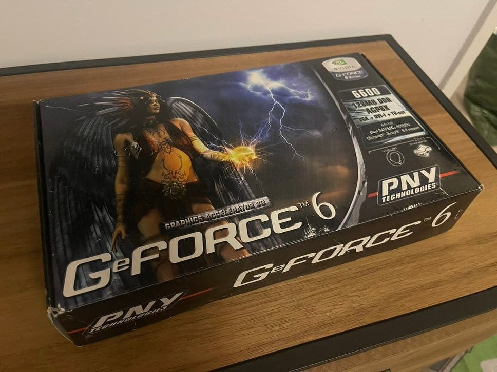 Geforce 6600 agp 128mb met doos / toebehoren, GDDR, Ophalen of Verzenden, Zo goed als nieuw, DVI