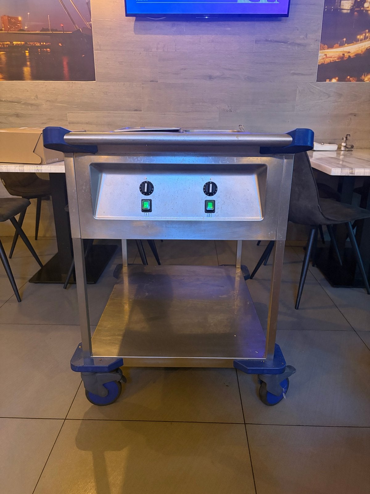 Bain marie RVS Warmhoudwagen met 4 GN-bakken, Ophalen, Gebruikt, Transport en Opslag