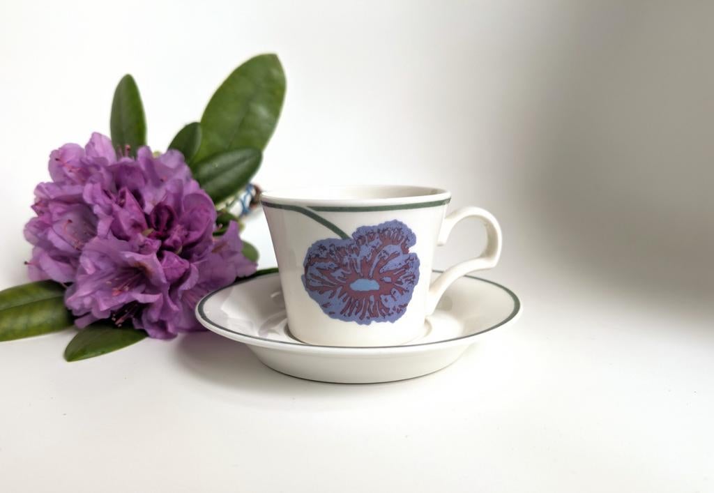 Arabia Finland Illusia koffiekop met schotel, Ophalen of Verzenden, Zo goed als nieuw, Overige stijlen, Kop(pen) en/of Schotel(s)