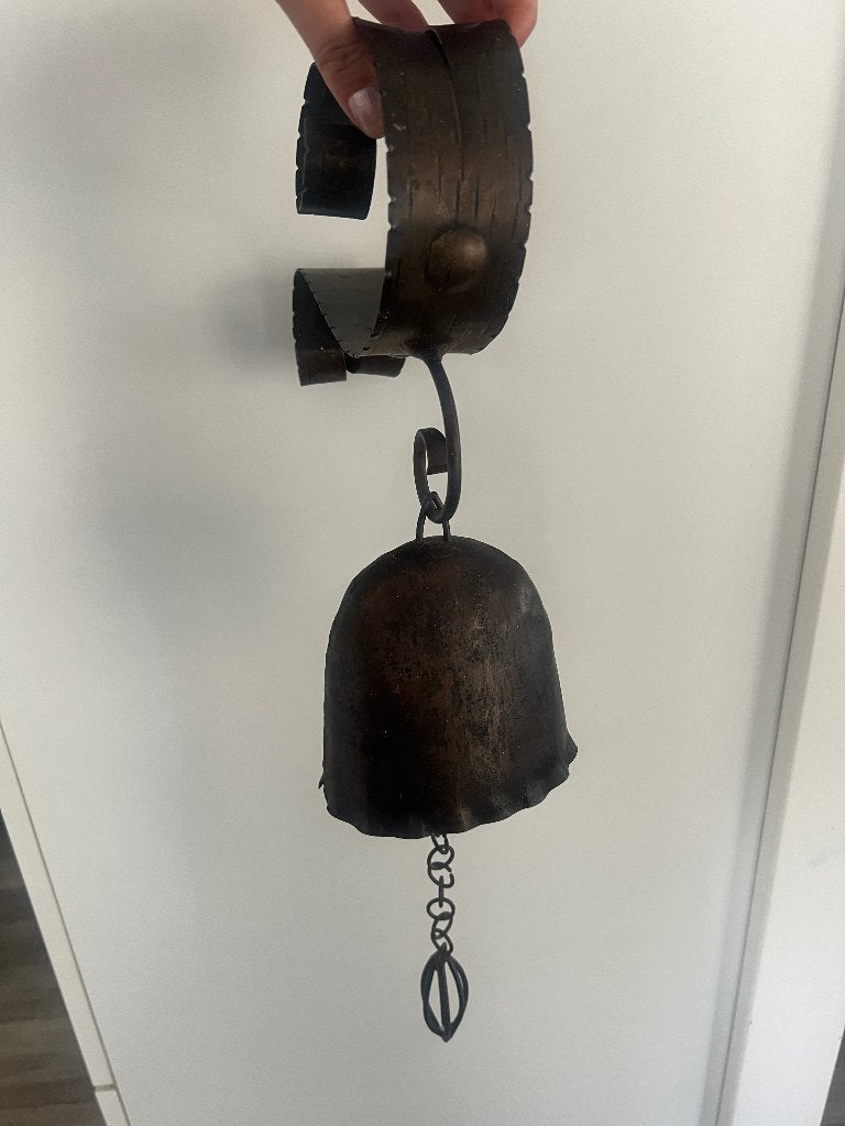 Antieke wandbel – Handgesmeed ijzer (Jaren 30), Verzenden