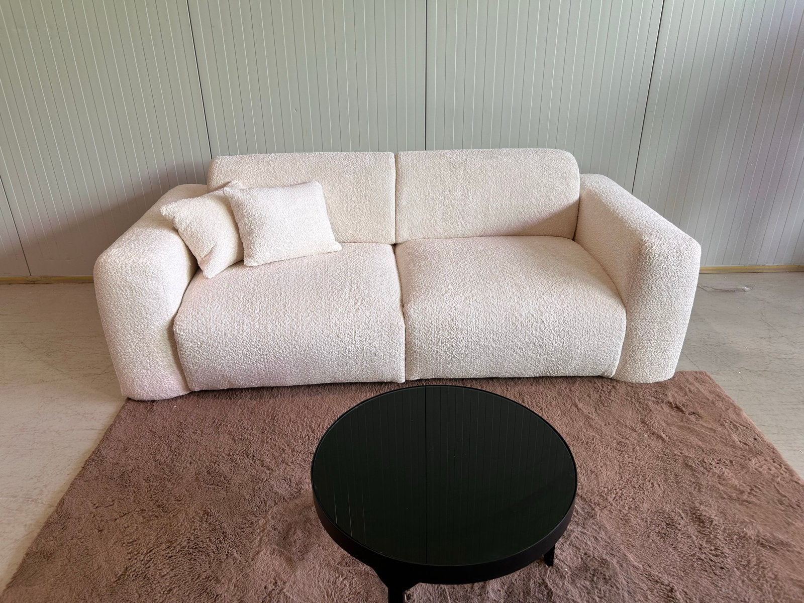 Maison Céphy Slaapbank - Teddy/Bouclé Gebroken Wit, Huis en Inrichting, Ophalen, 100 cm, ., 210 cm