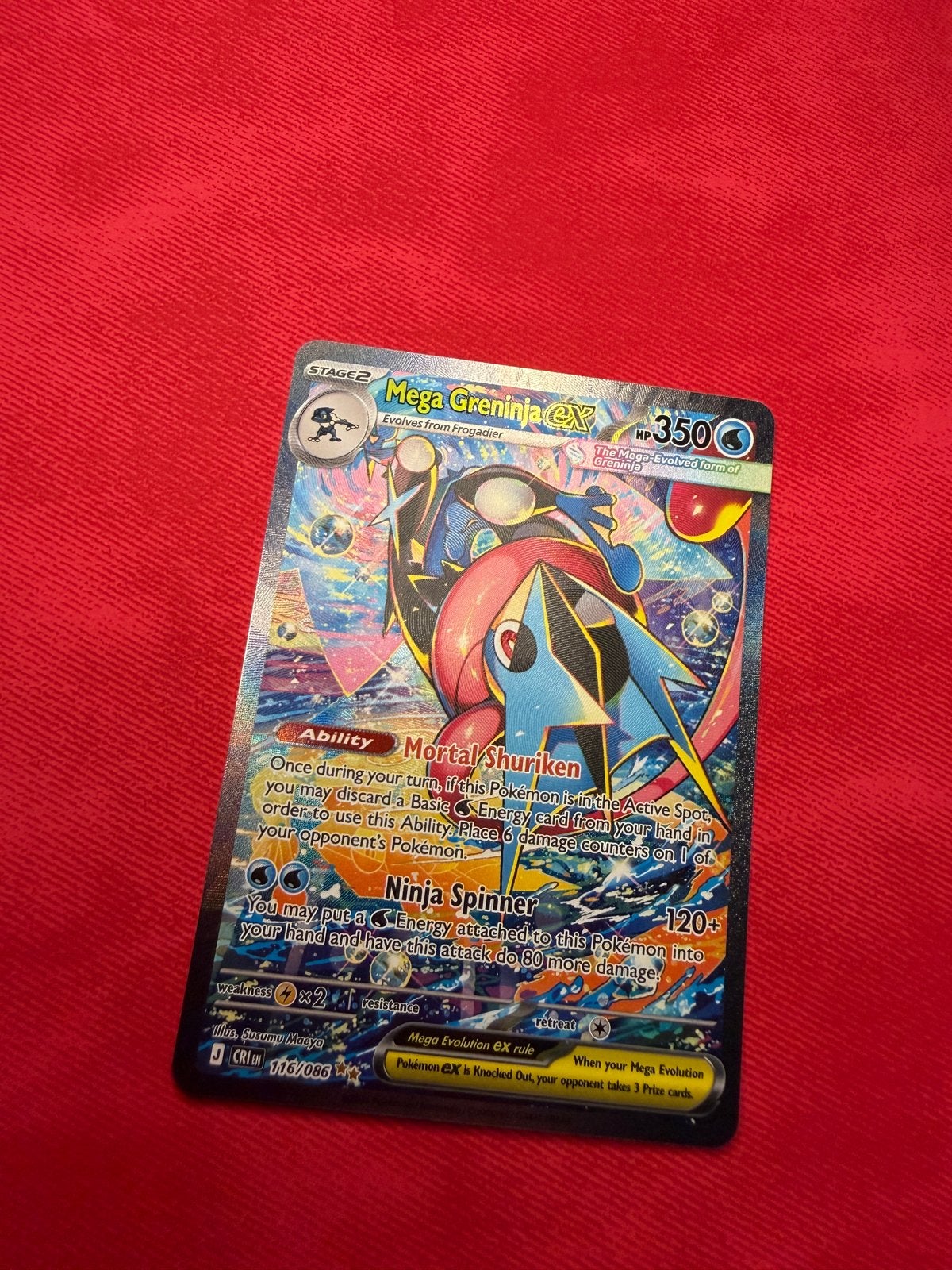 Mega Greninja EX Pokémon Kaart 116/086, Ophalen, Zo goed als nieuw, Losse kaart, Foil