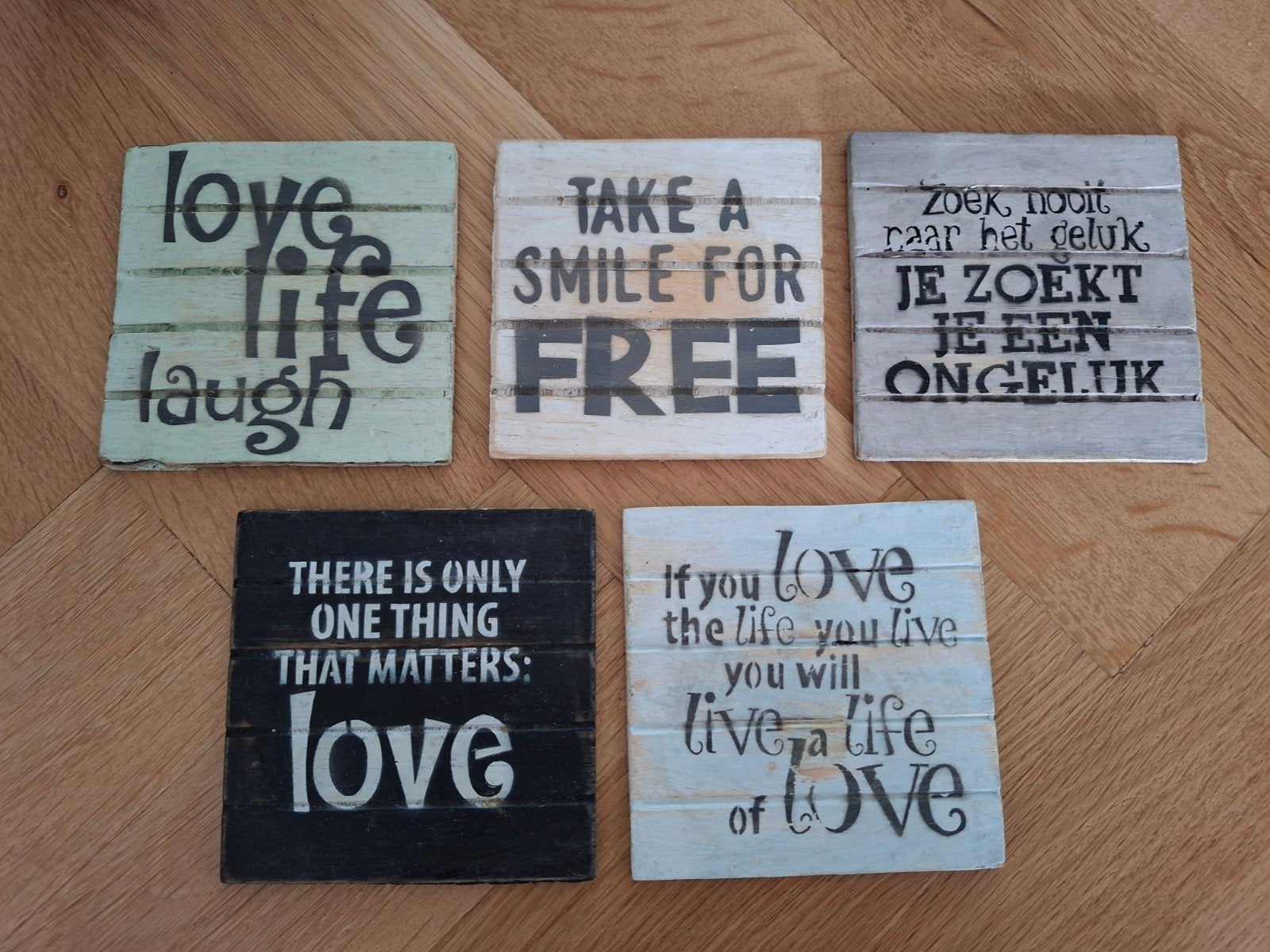Set van 5 houten onderzetters, Huis en Inrichting, Ophalen of Verzenden