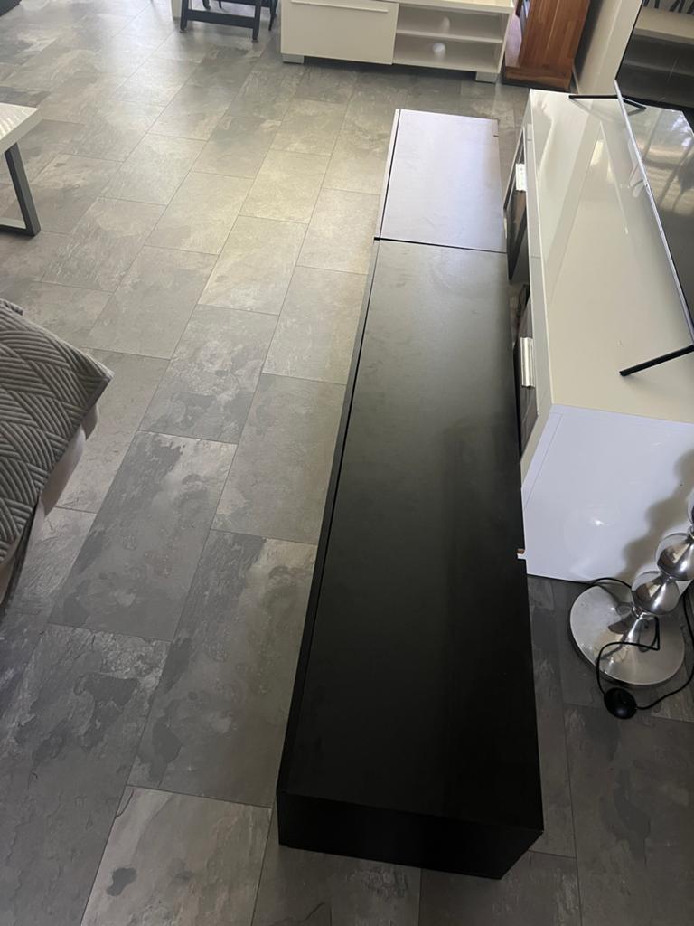 Zwart TV-meubel / Dressoir met opbergruimte, Gebruikt, Ophalen of Verzenden, 200 cm of meer, Minder dan 100 cm