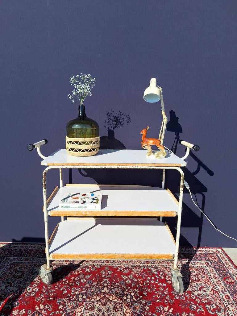 Vintage Keuken Trolley uit Oud Klooster - Serveerwagen, Ophalen, Vintage, Metaal, Nvt