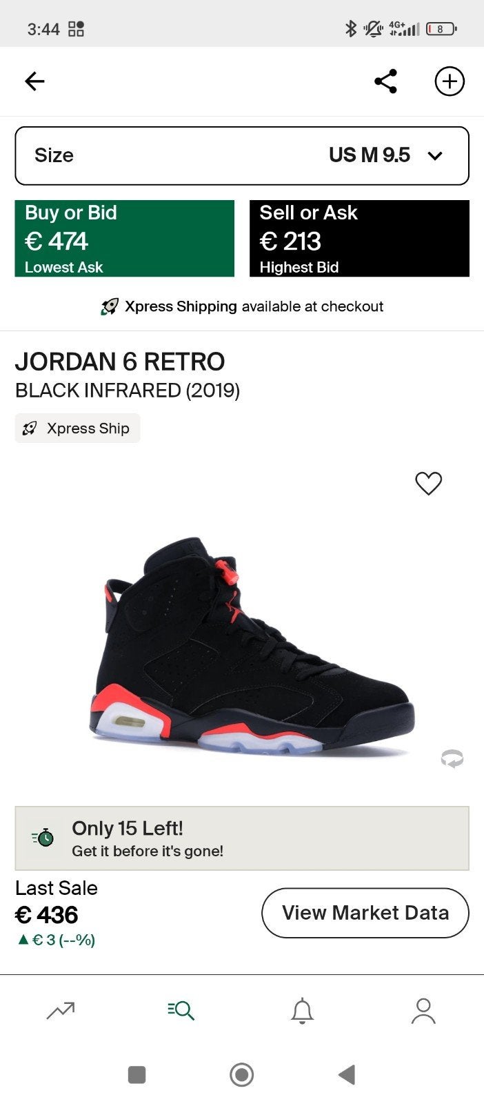 Nike Air Jordan 6 Black Infrared - Maat 43 - Nieuw, Zwart, Nieuw, Ophalen of Verzenden, Sneakers of Gympen