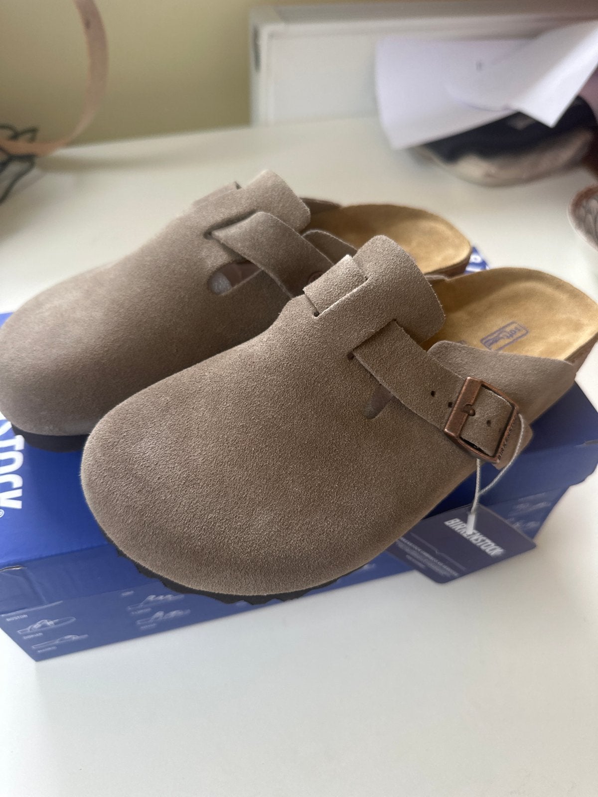 Birkenstock Boston taupe , maat 37, Ophalen of Verzenden, Nieuw, Beige, Instappers