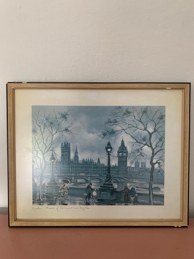 Vintage print 'Houses of Parliament and Big Ben', Ophalen of Verzenden