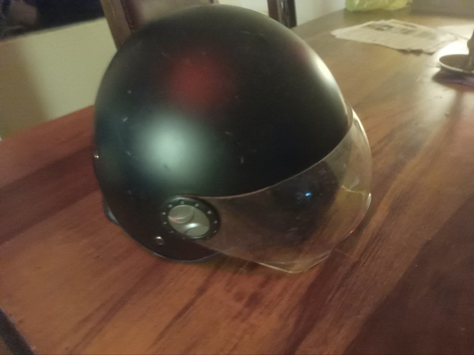 Zwarte scooterhelm met vizier, Fietsen en Brommers, Brommerhelmen, Ophalen of Verzenden, Gebruikt, Medium, Onbekend