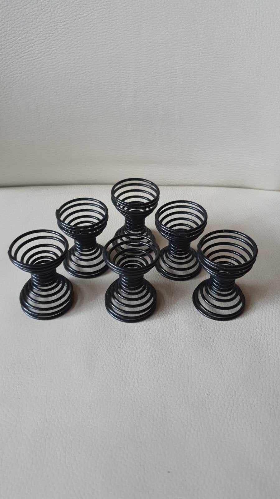 6 Retro metalen eierdopjes - Jaren '70 design, Ophalen of Verzenden
