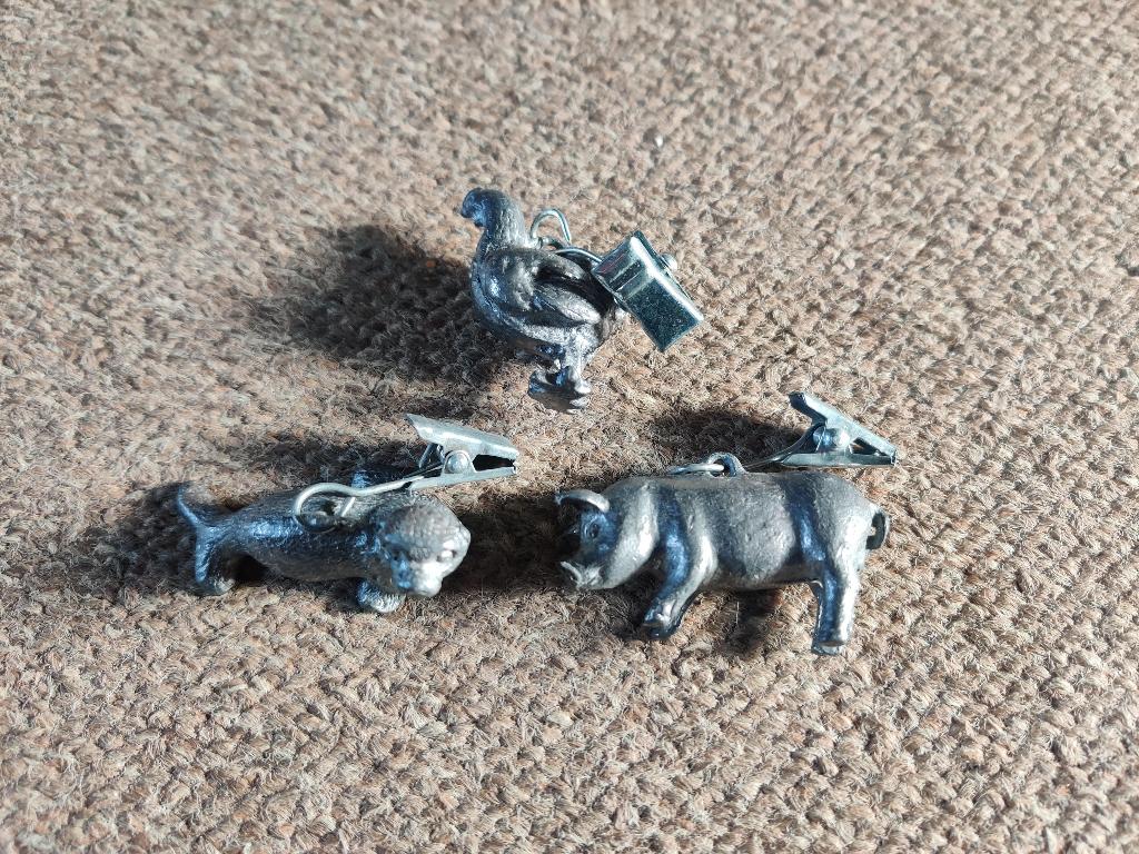 Tafelkleedgewichtjes van lood kip / varken / zeehond, Antiek en Kunst, Curiosa en Brocante, Verzenden