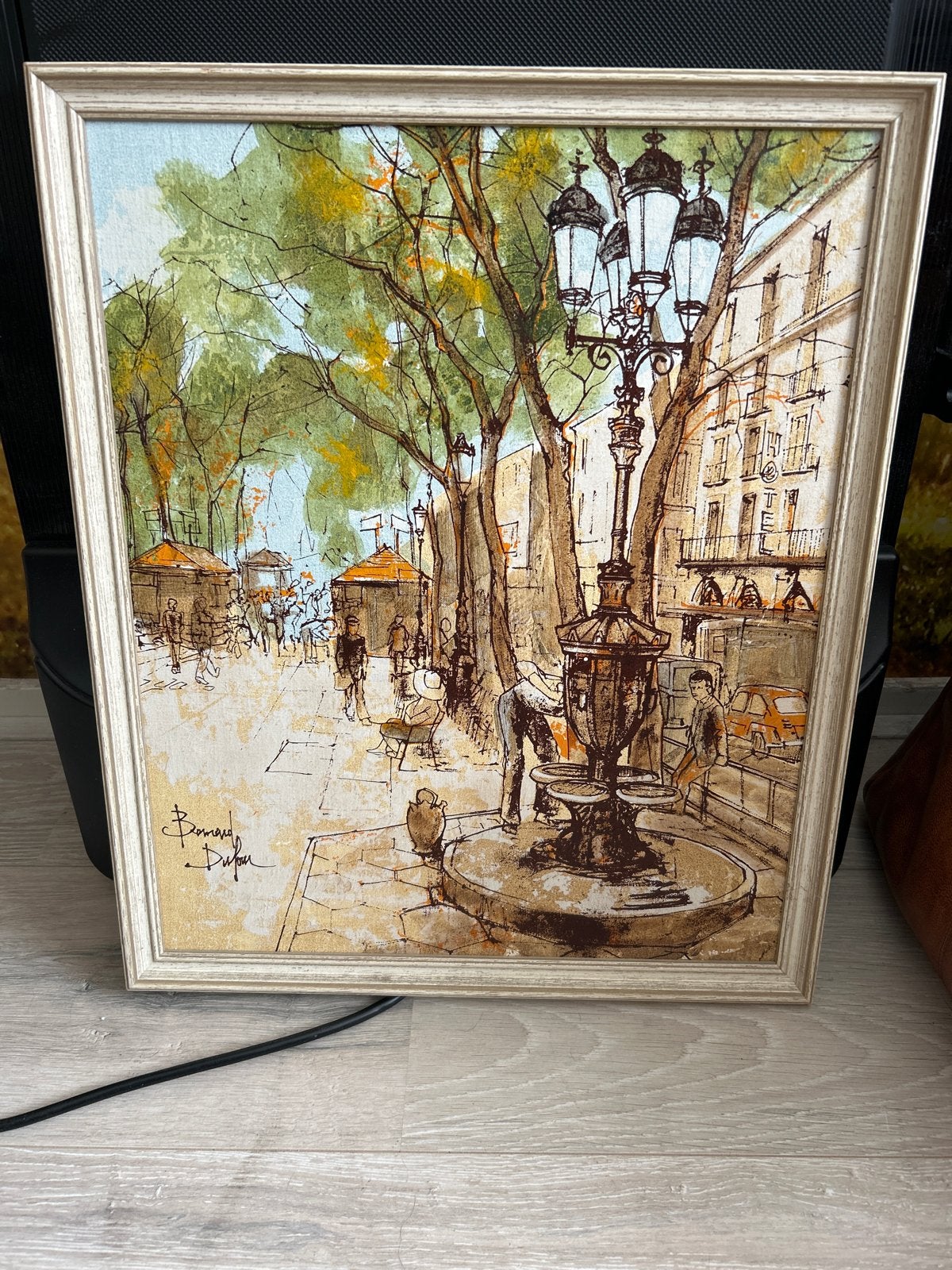 Bernard Dufour Stadsgezicht Schilderij 40x47.5 cm, Ophalen, Doek, Realistisch, Gesigneerd