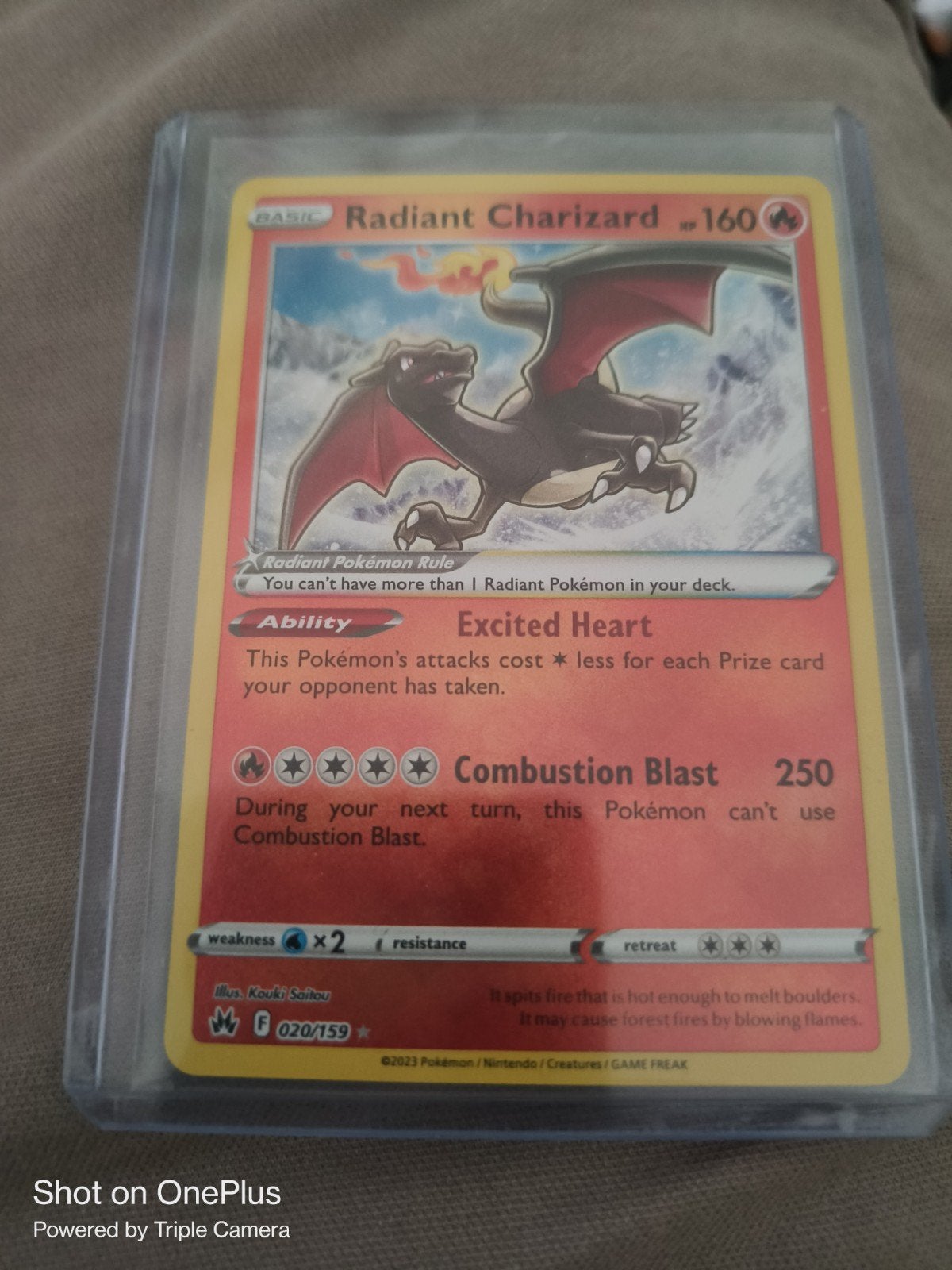 Pokémon Kaart: Radiant Charizard (CRZ 020), Ophalen of Verzenden, Zo goed als nieuw, Losse kaart, Foil