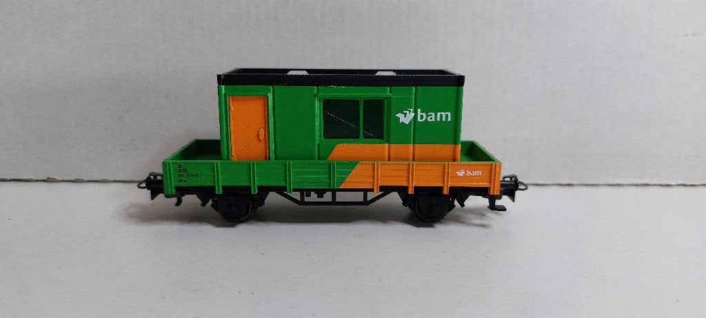 Bam Lage Bakwagon met Bouwkeet *Nieuwstaat* (05), Hobby en Vrije tijd, Wisselstroom, Wagon, Ophalen of Verzenden, Märklin