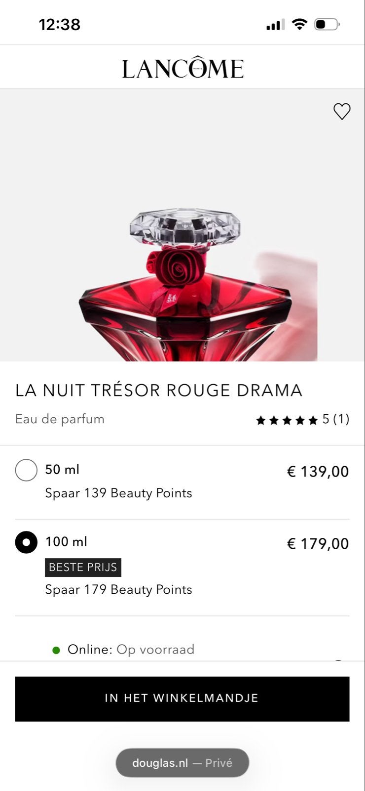 Lancôme La Nuit Trésor Rouge Drama 100ml (tester), Ophalen of Verzenden, Zo goed als nieuw