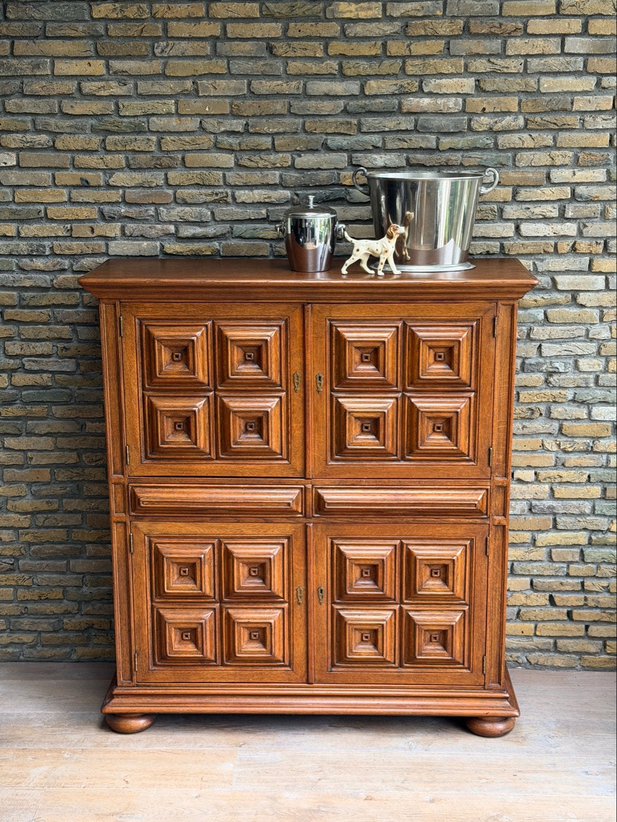 Vintage Brutalist Mid-Century Kast - Eikenhout, Ophalen