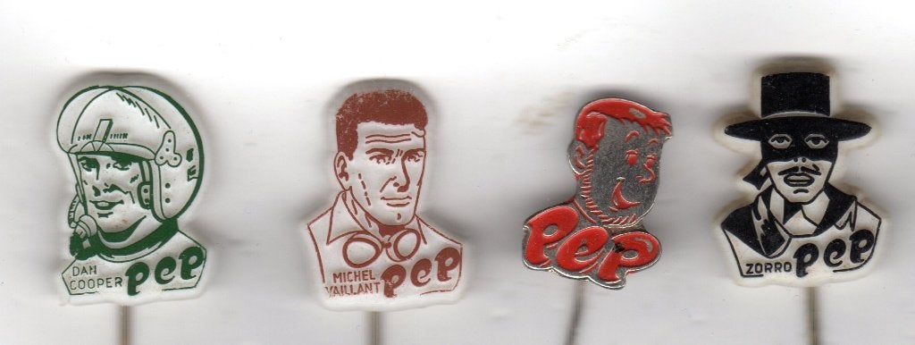 4 speldjes PEP STRIP DAN COOPER MICHEL VAILLANT ZORRO (A1), Verzamelen, Speldjes, Pins en Buttons, Ophalen of Verzenden, Gebruikt
