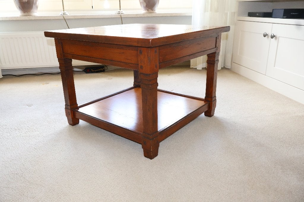 bijzettafel kersenhout set van 2 stuks, Gebruikt, Vierkant, 55 tot 75 cm, Klassiek kersenhout