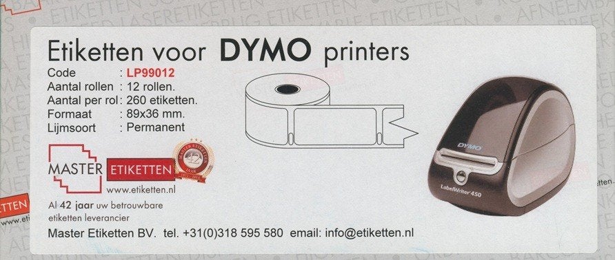 12 Rol Adres Labels Etiketten Stickers voor DYMO printers 42, Diversen, Papierwaren, Ophalen of Verzenden, Nieuw