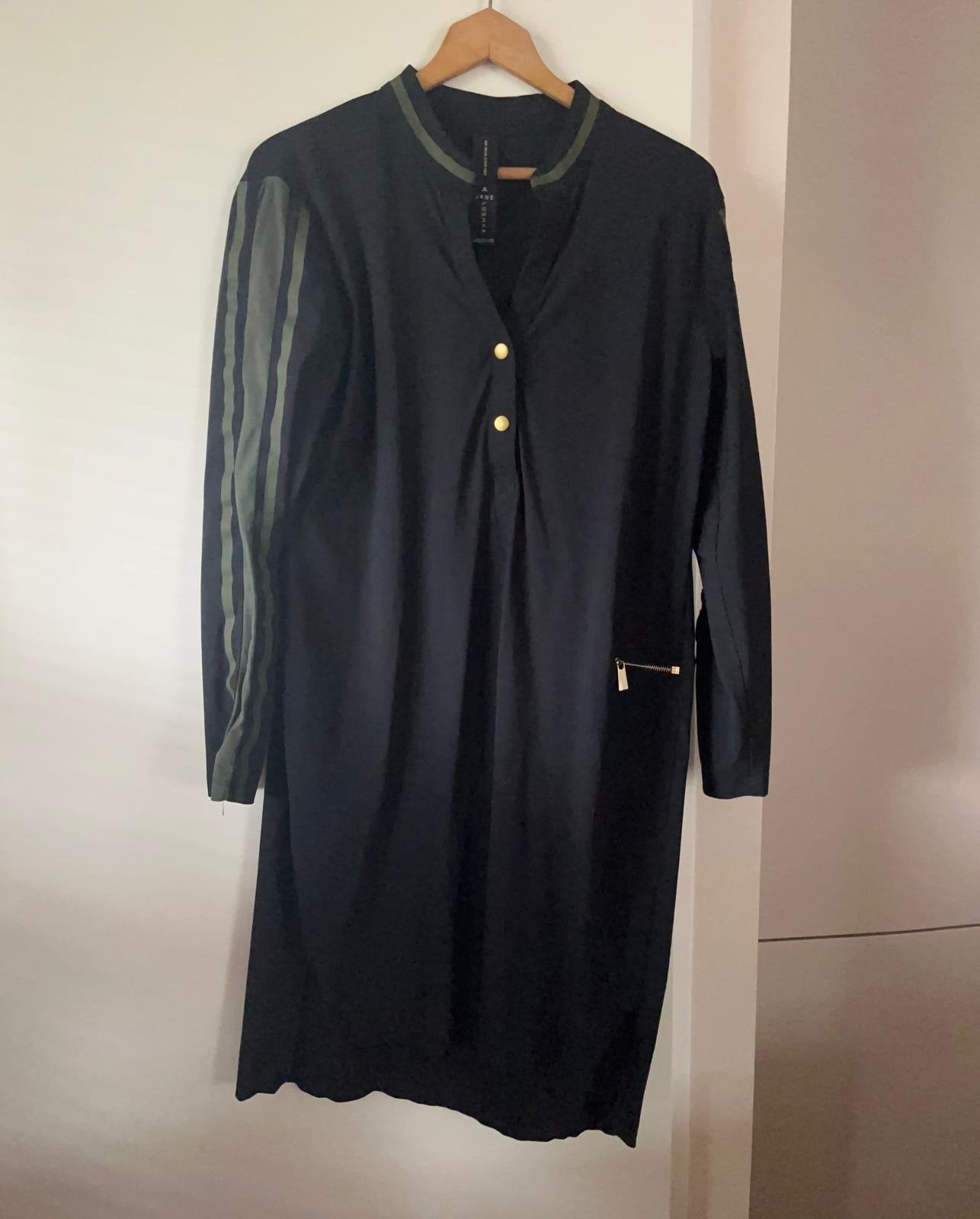 Jane Lushka jurk zwart met groene streep maat M, Kleding | Dames, Zwart, Maat 42/44 (L), Ophalen of Verzenden, Zo goed als nieuw