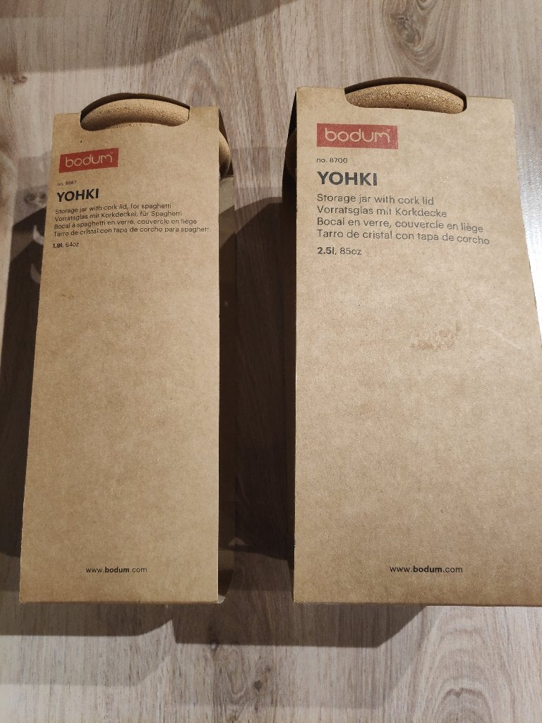 Bodum YOHKI voorraadpotten met kurkdeksel 2 stuks nieuw, Beige, Glas, Nieuw, Bodum