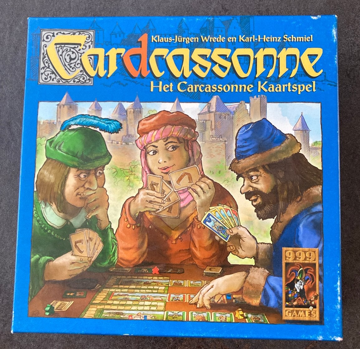 Cardcassonne: Het Carcassonne Kaartspel - Mist 1 poppetje, Drie of vier spelers, Ophalen of Verzenden, Gebruikt