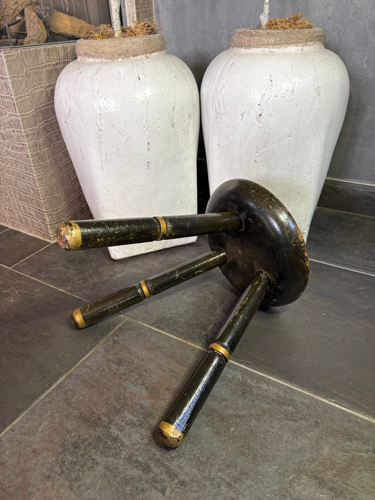Antiek krukje uit 1900 met bloemenmotief, Antiek en Kunst, Ophalen of Verzenden