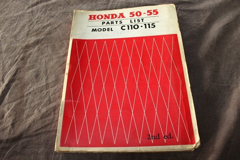 Honda 50 55 C110 C115 1963 moped parts list onderdelen boek, Ophalen of Verzenden, Gebruikt